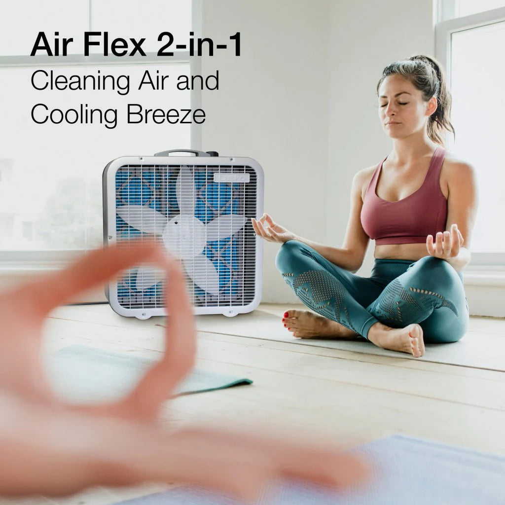 Lasko Air Flex 2-in-1 Box Fan & Air Purifier, 20-Inch, 3 Speeds, White, FF305