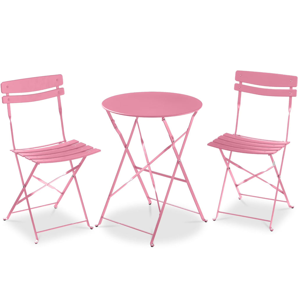Best Choice Products 3-Piece Small Bistro Set, Folding Patio Furniture Set of 2 Chairs and Table - Black