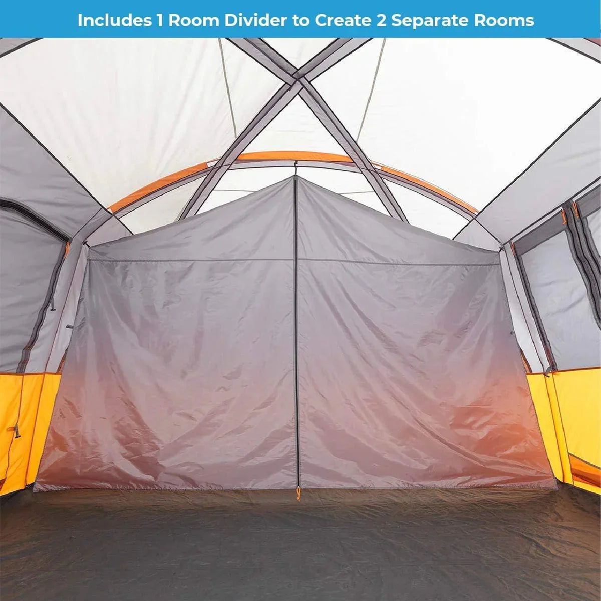 CORE Straight Wall Cabin Tents | 10 Person / 11 Person / 12 Person Large Multi Room Family Tents for Car Camping & Outdoor Adventures