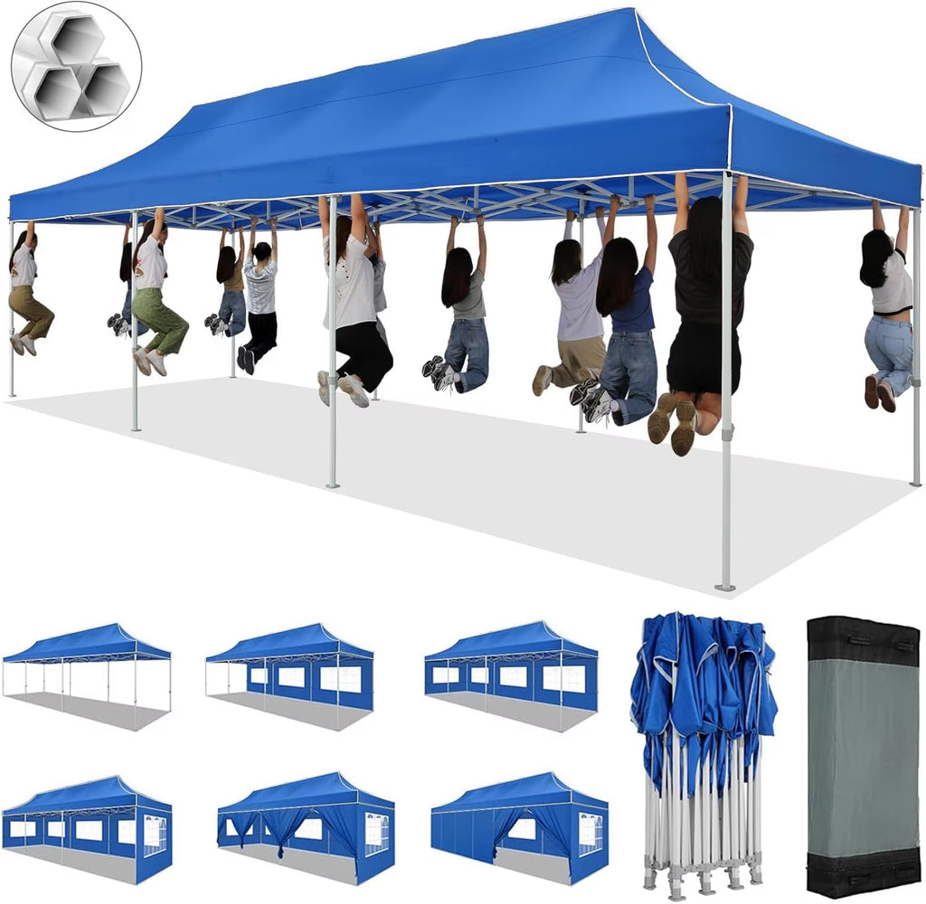 Hoteel 10x15 Heavy Duty Canopy Tent with 4 Sidewalls,Pop up Canopy for Parties Wedding,Commercial Easy up Gazebo with Roller Bag,UV 50+ &,Black