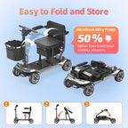 EAGLOG Light Weight 4 Wheels Mobility Scooter for Seniors, Electric Folding Wheelchair Device for Travel, Black