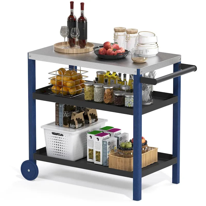 Portable Kitchen Island Grill Cart for Patios