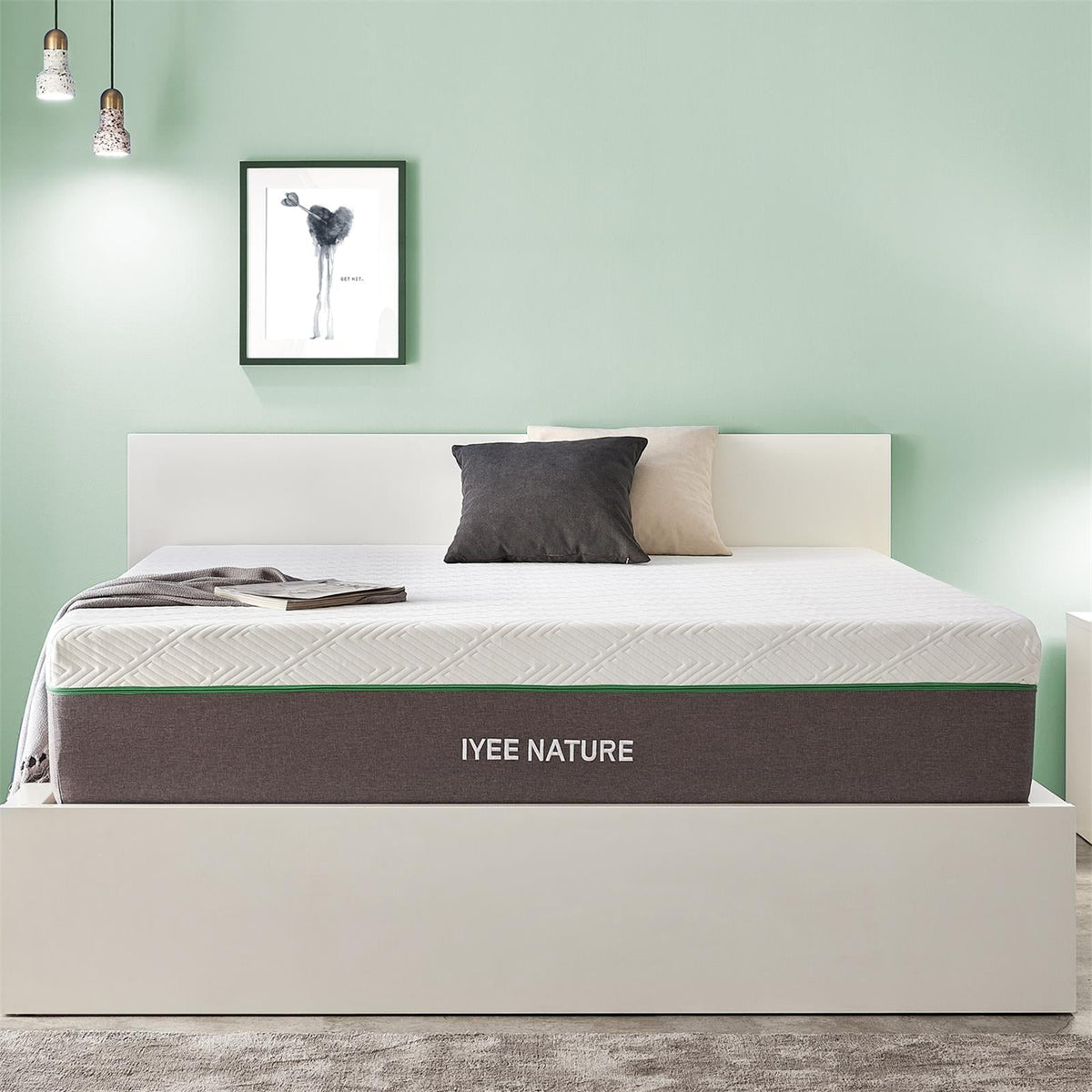 Size Mattress. 12 Inch Iyee Nature Cooling-Gel Memory Foam Mattress Bed in a Box