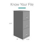 Space Solutions 18" Deep 3 Drawer Smart Letter Width Vertical File Cabinet, Navy