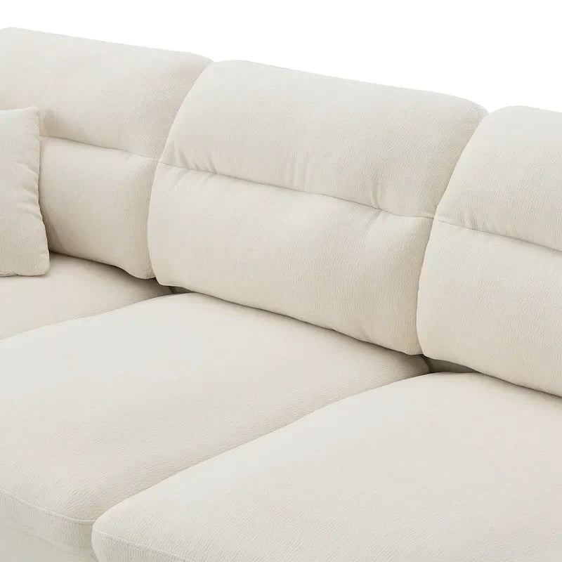 110-Inch L-Shaped 5-Seater Sectional Sofa with Removable Ottoman, Cloud Chenille Fabric, and 5 Cushions