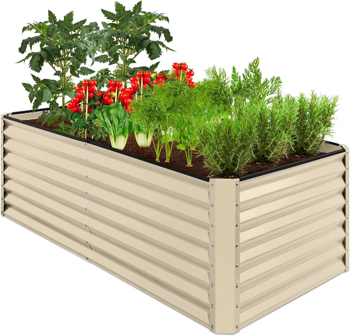 Gloaa 6x3x2ft Outdoor Metal Raised Garden Bed, Deep Root Box Planter for Vegetables, Flowers, Herbs, and Succulents W/ 269 Gallon Capacitysage Green