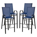 Set of 4 Outdoor Barstools with Flexible Comfort Material - Patio Seating