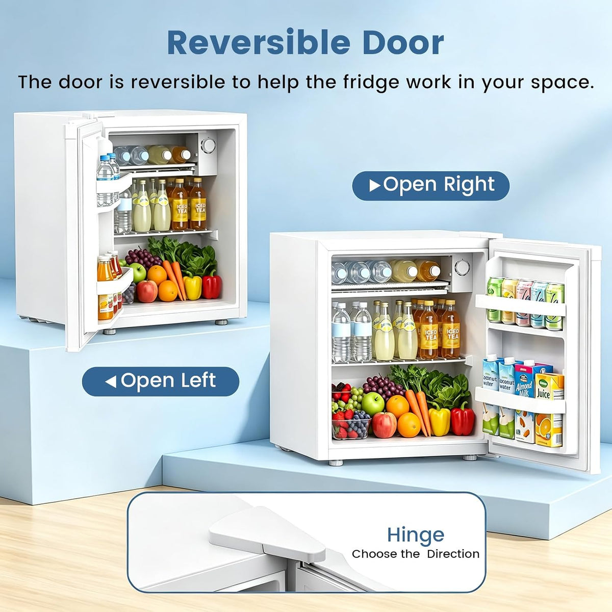 Kismile 1.3 Cu.Ft Mini Fridge, Single Door Compact Refrigerator RE5836