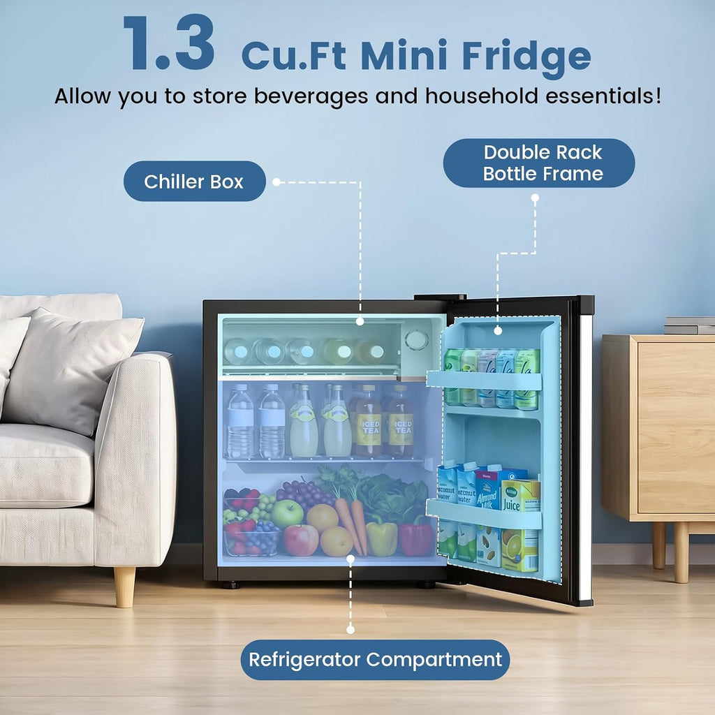 Kismile 1.3 Cu.Ft Mini Fridge, Single Door Compact Refrigerator RE5836