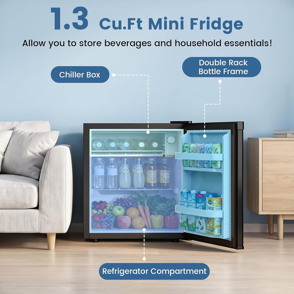 Kismile 1.3 Cu.Ft Mini Fridge, Single Door Compact Refrigerator RE5836