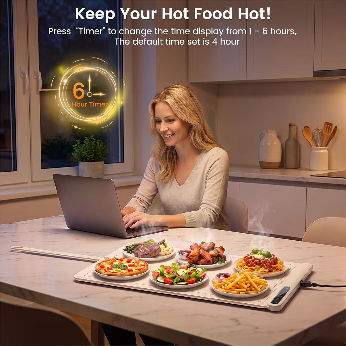 Kismile Rollable Silicone Warming Tray with LED Display WB2968