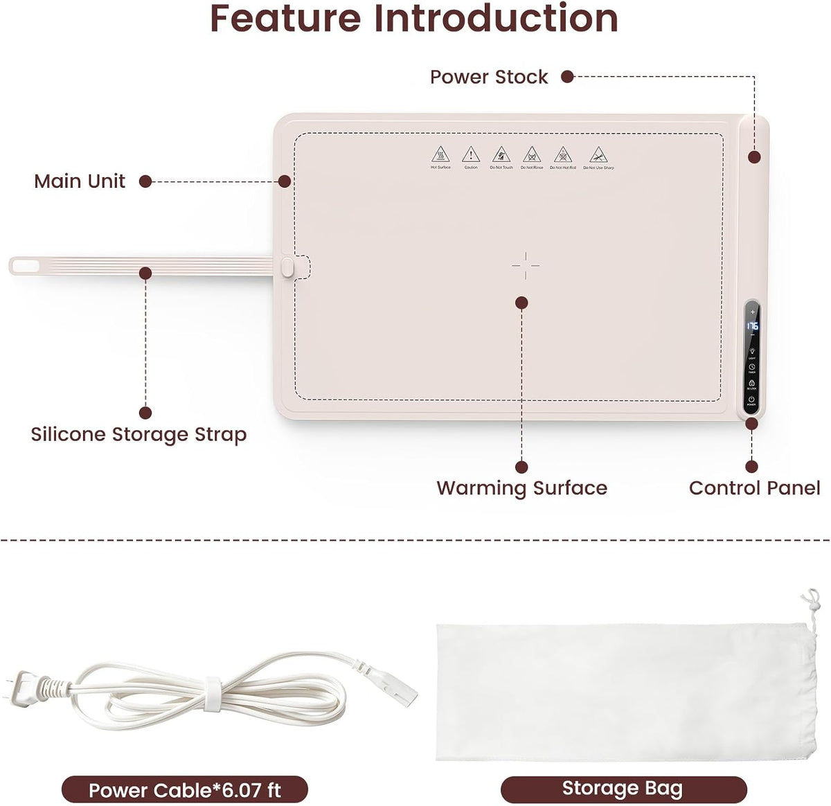 Kismile Rollable Silicone Warming Tray with LED Display WB2968
